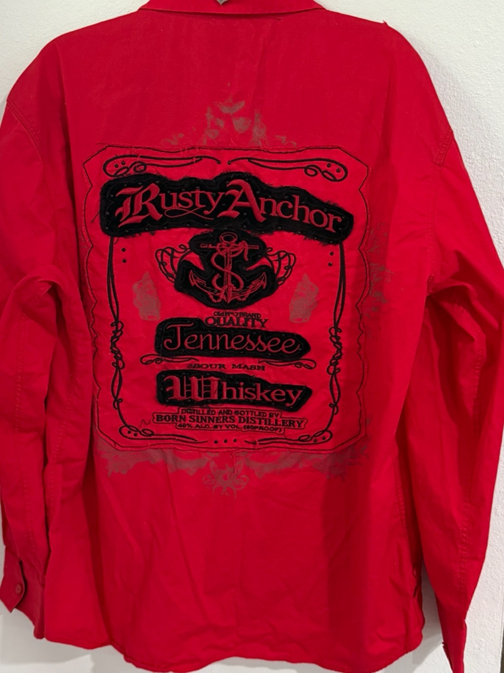 Red Graphic Men's Shirt - Tennessee Whiskey Design Size XXL